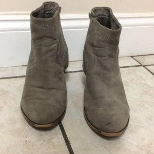 Taupe ankle high zip up and button boots